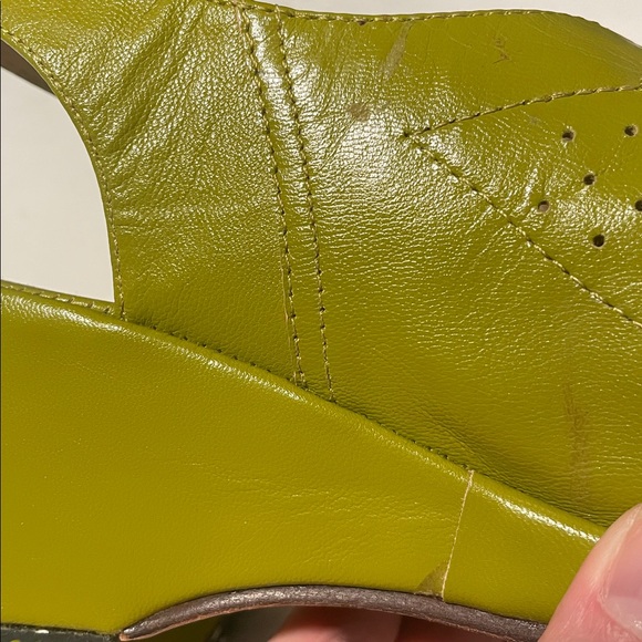 Re-Mix Vintage Shoe Company Greta Avocado Green Wedge Wedged Retro Shoe Size 9 - Picture 13 of 16